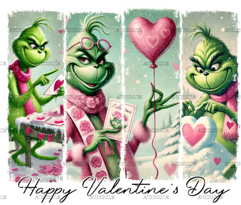 Grinch Valentine DTF Transfer