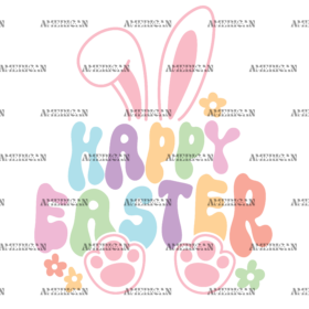 Happy Easter Groovy DTF Transfer