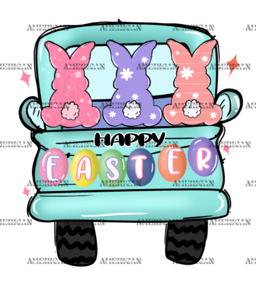 Happy Easter Truck-2 DTF Transfer
