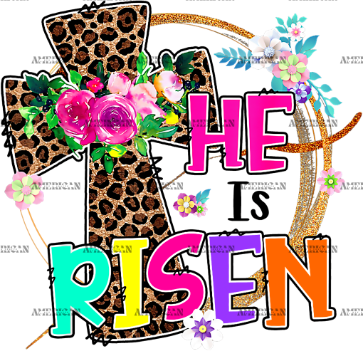 He Is Risen Cross Leopard DTF Transfer