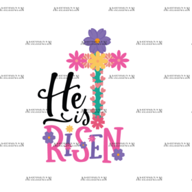 He Is Risen Flower Cross DTF Transfer