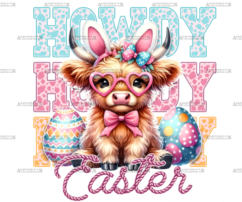 Howdy Easter Cow DTF Transfer