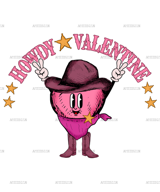Howdy Valentine Heart DTF Transfer