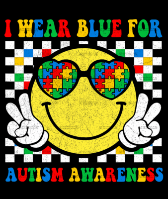 I Wear Blue For Autism Awareness DTF Transfer