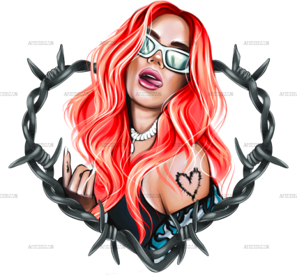 Karol G Bichota And Heart Red Dtf Transfer