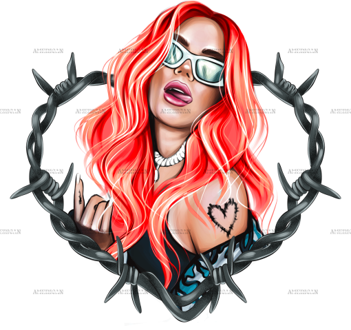 Karol G Bichota And Heart Red Dtf Transfer