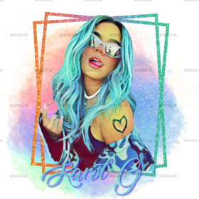 Karol G Blue Hair Frame Dtf Transfer