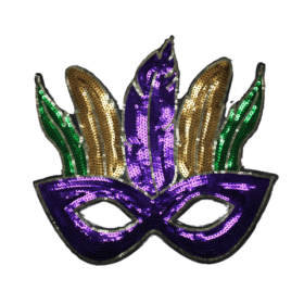 Mardi Gras Mask Patch (Large/Sequin)
