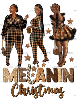 Melanin Christmas Black Woman DTF Transfer