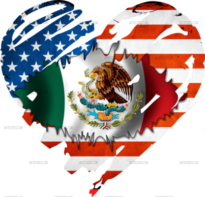 Mexican American Flag Heart DTF Transfer