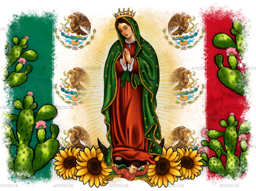 Mexican Flag Our Lady Of Guadalupe Dtf Transfer