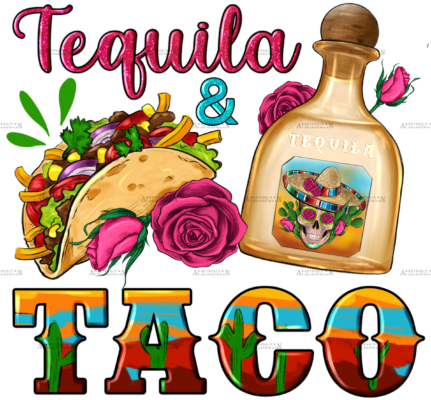 Mexican Tequila And Taco Dtf Transfer