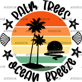 Palm Trees Ocean Breeze DTF Transfer