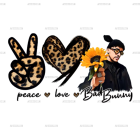 Peace Love Bad Bunny DTF Transfer