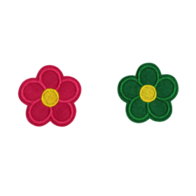 Flowers- Pink , Green Patch(Small/Embroidery)