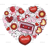 Retro Valentines Day Heart DTF Transfer