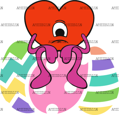 Sad Heart Bunny Eggs DTF Transfer