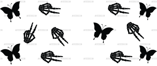 Skeleton Peace And Butterfly UV DTF Transfer