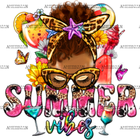 Summer Vibes Messy Bun DTF Transfer