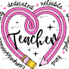 Teacher Pencil Heart DTF Transfer