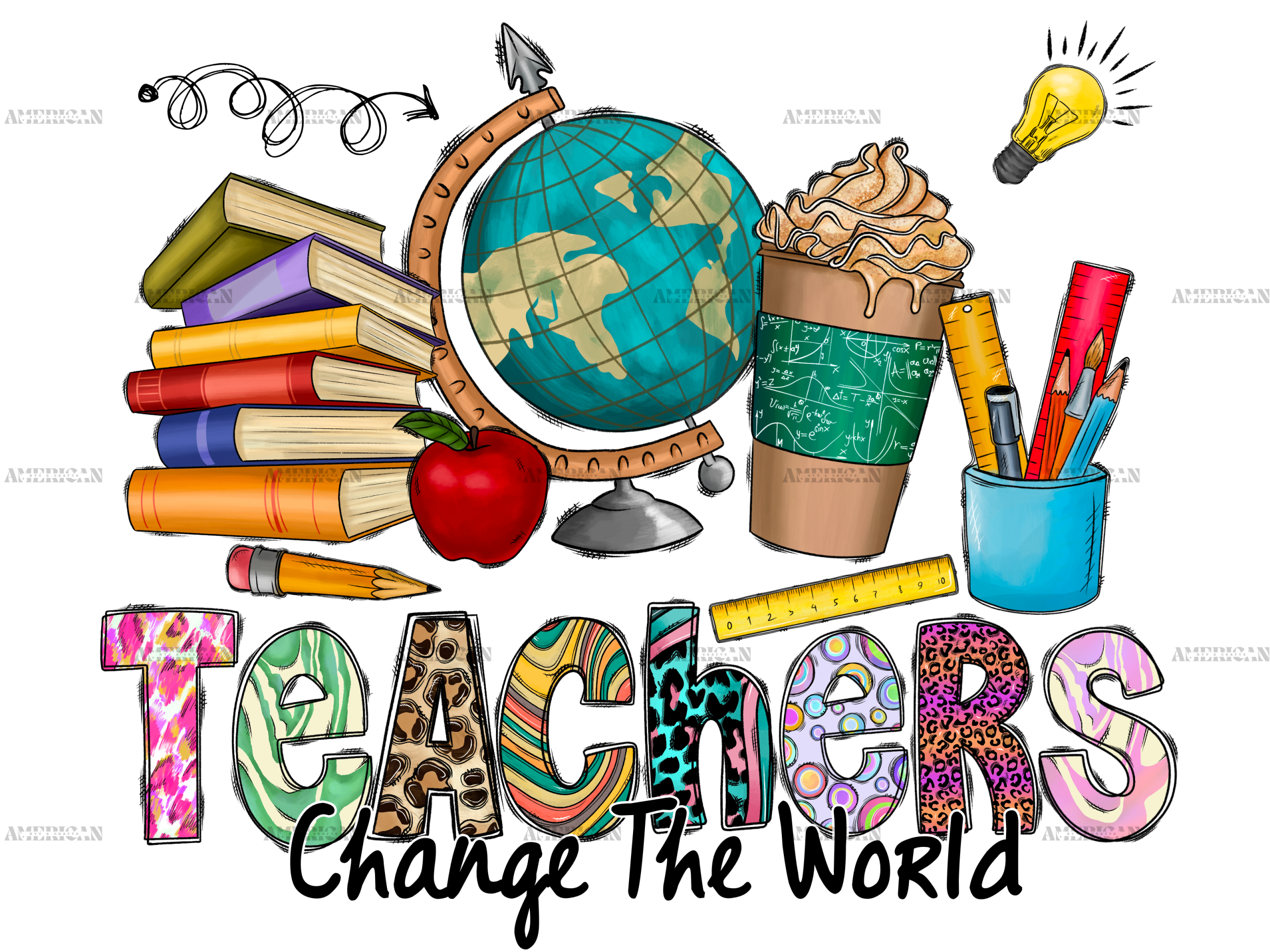 Teachers Change The World Colorful DTF Transfer