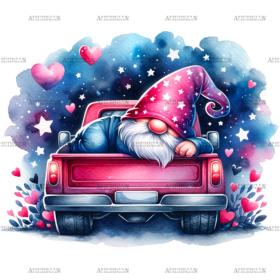 Valentine Gnomie Truck-10 DTF Transfer
