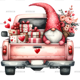 Valentine Gnomie Truck-2 DTF Transfer