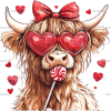 Valentine Highland Cow-1 DTF Transfer