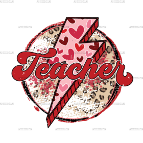 Valentine Teacher Bolt DTF Transfer