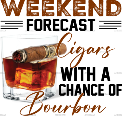 Weekend forcast cigars bourbon black DTF Transfer