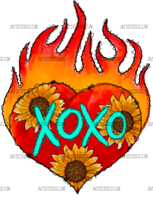 Xoxo Heart Flames DTF Transfer