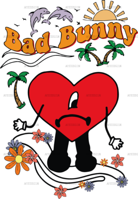 Bad Bunny Sad Heart Dtf Transfer