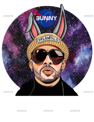 Bad Bunny Space With Logo Dtf Transfer
