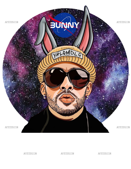 Bad Bunny Space With Logo Dtf Transfer