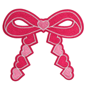 Pink Hearts Bow Patch (Small/Embroidery)