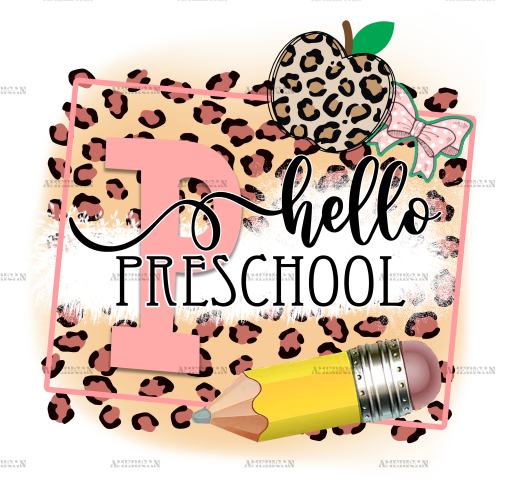 Hello Preschool Pink Leapord DTF Transfer