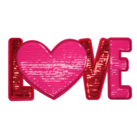 Love Pink Heart Patch (Large/Sequin)