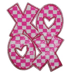 XOXO Pink Checkered Patch (Large/Sequin)