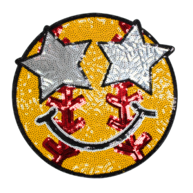 Softball Star Smiley Patch (Large/Sequin)