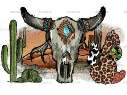 Aztec Boho Skull DTF Transfer