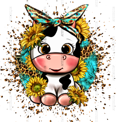 Baby Cow Splash DTF Transfer
