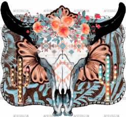 Boho Western Steer Skull DTF Transfer