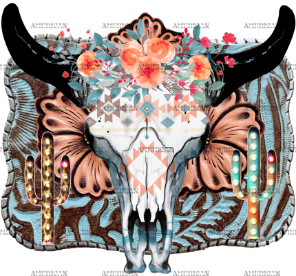 Boho Western Steer Skull DTF Transfer