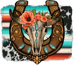 Bull Skull Western Horseshoe DTF Transfer