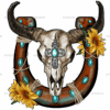 Bull Skull With Horseshoe DTF Transfer