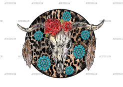 Bull Skull Leopard DTF Transfer