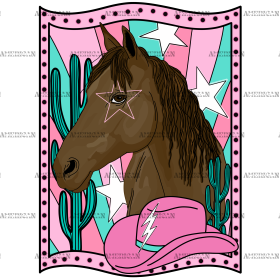 Candy Pink Horse DTF Transfer