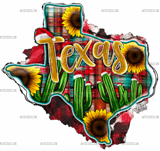 Christmas Texas Map DTF Transfer