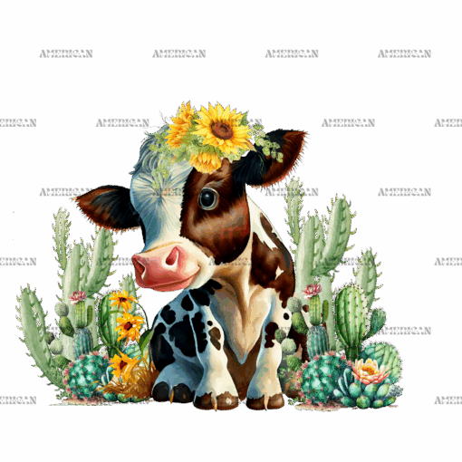 Cow And Sunflower DTF Transfer