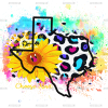 Cowhide Sunflower Texas Map 2 DTF Transfer